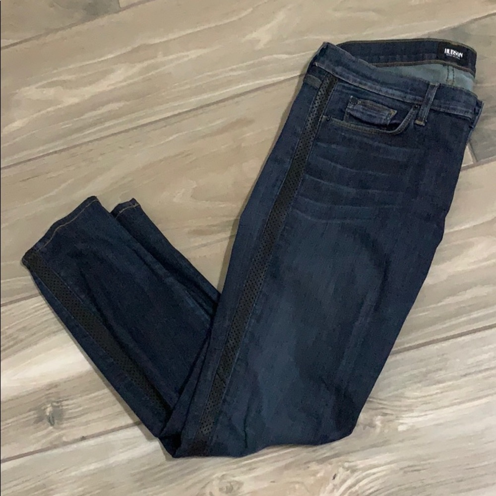 Hudson Skinny Ankle Jean with Leather Detail